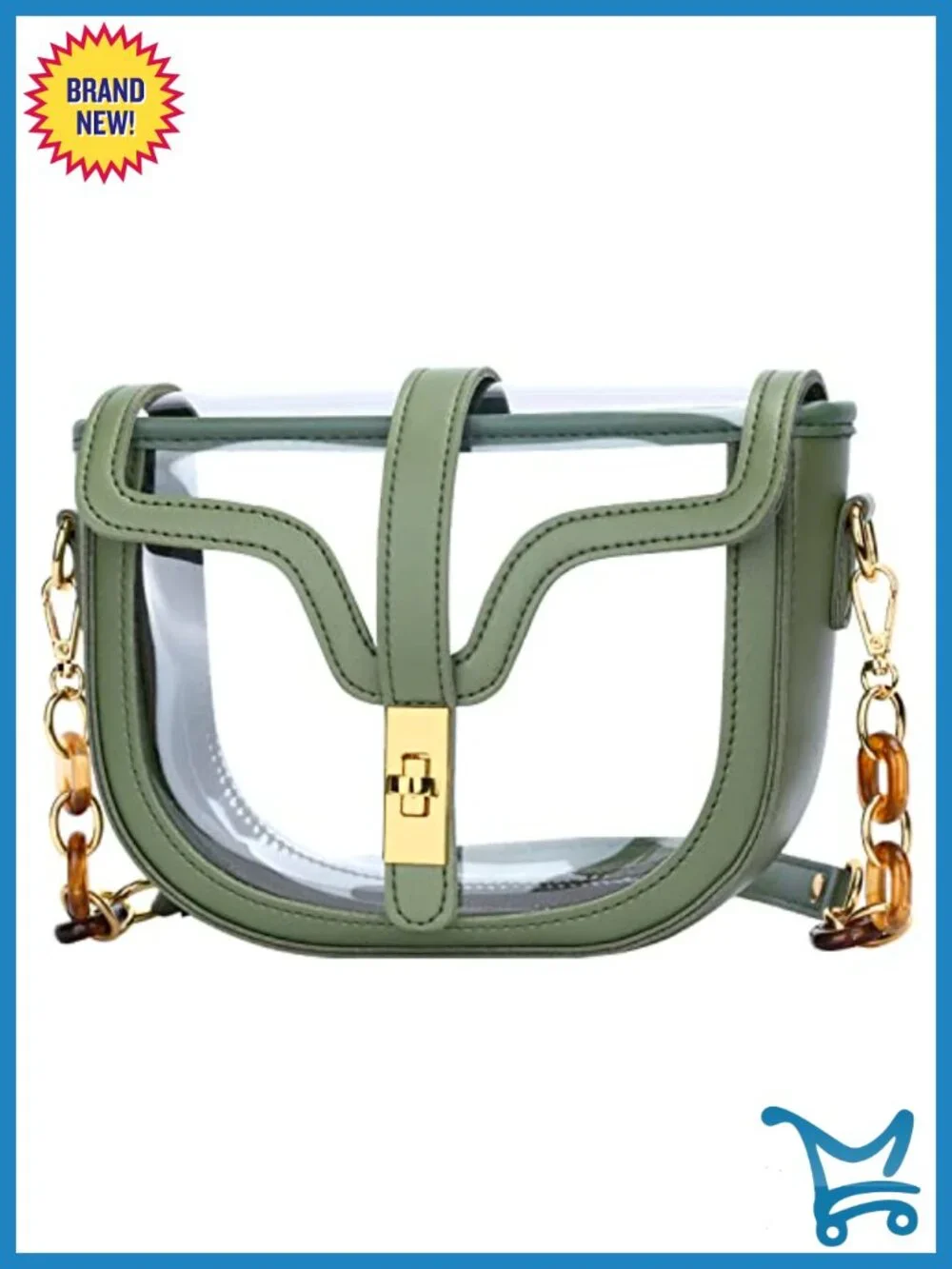 Clear Crossbody Purse Stadium Approved Women Transparent Shoulder Bag 2 Straps